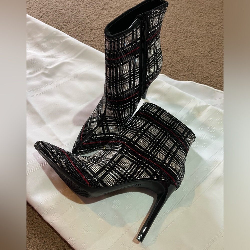 INC International Concepts Plaid Heeled Boots